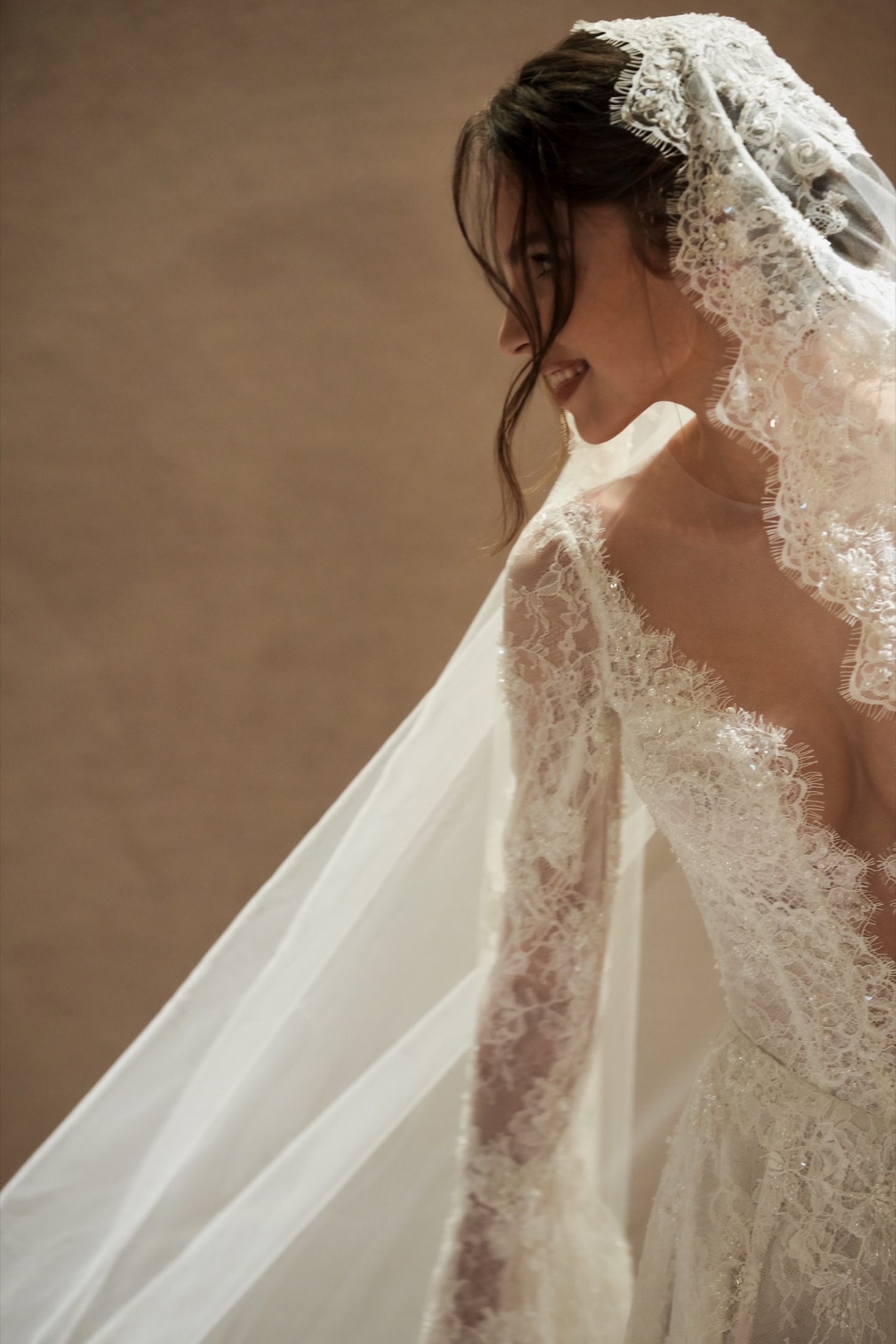 Editorial bridal portrait in soft light