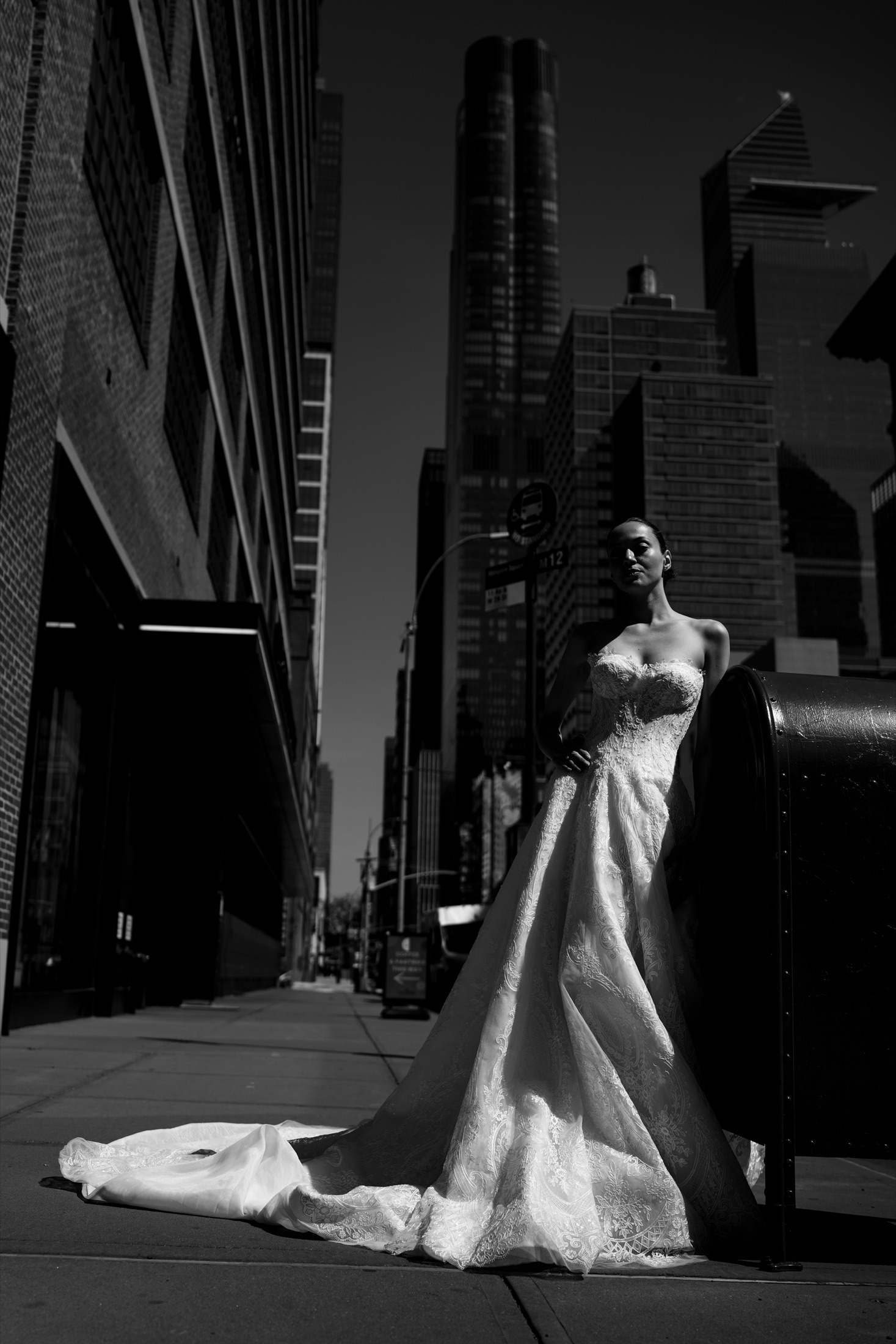 Black and white bridal portrait